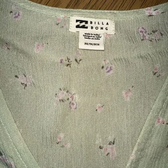 Billabong Dress Women’s/ Teen XS Wrap light Green Micro Florals V Neck Casual - Picture 2 of 8